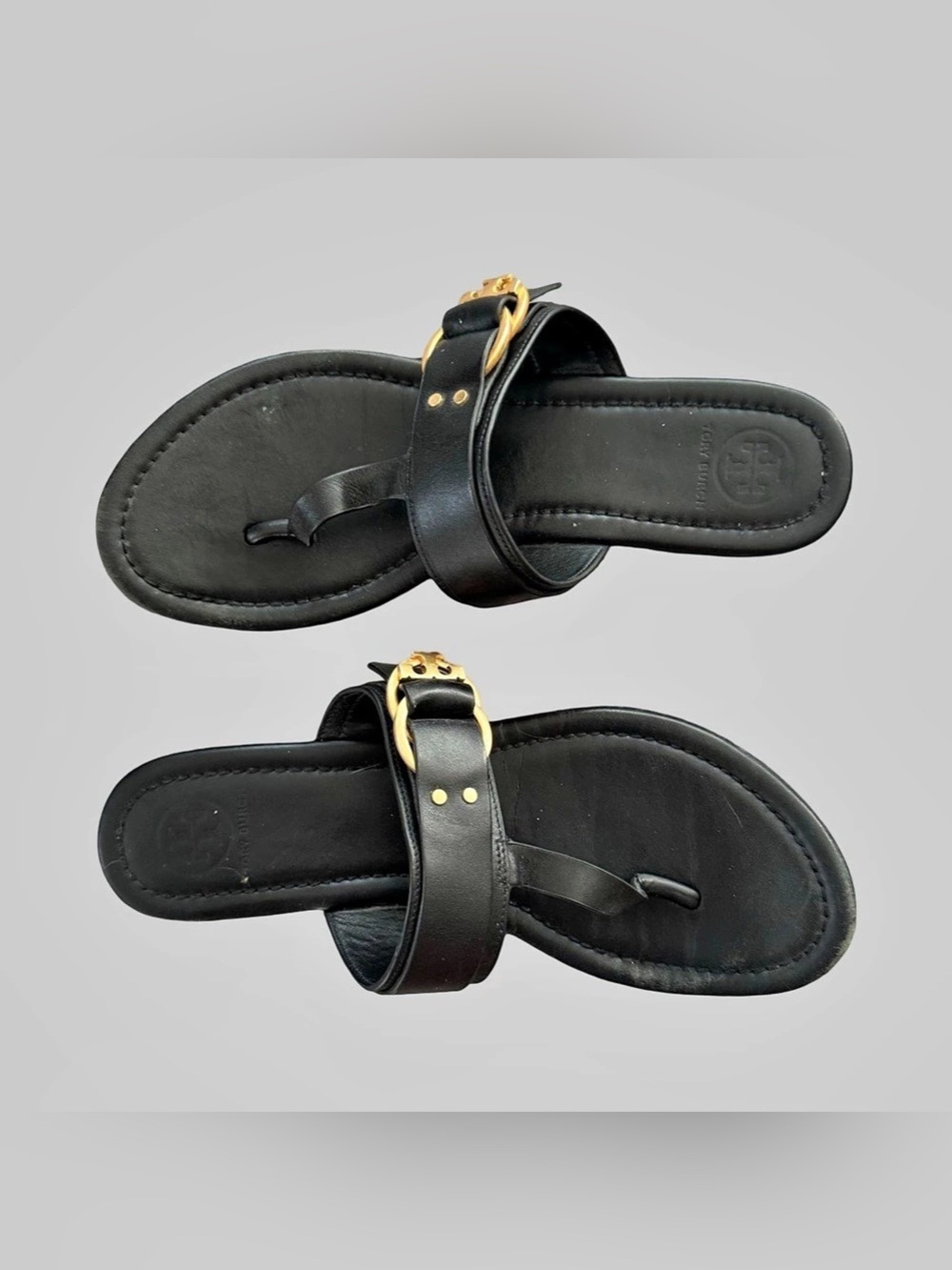 TORY BURCH Marsden Sandal Leather Sandals in Black Size 8
